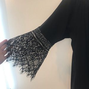 Black bell sleeve lace top